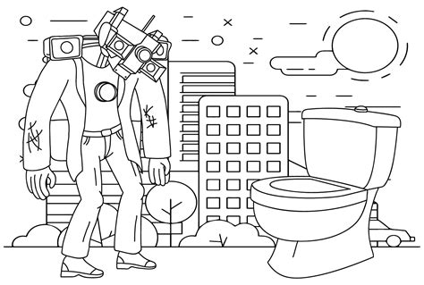 Skibidi Toilet and Titan TV Man Coloring Pages .